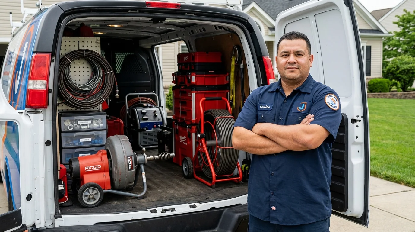 Professional drain cleaning equipment and Johns Plumbing LLC plumber in Bardwell